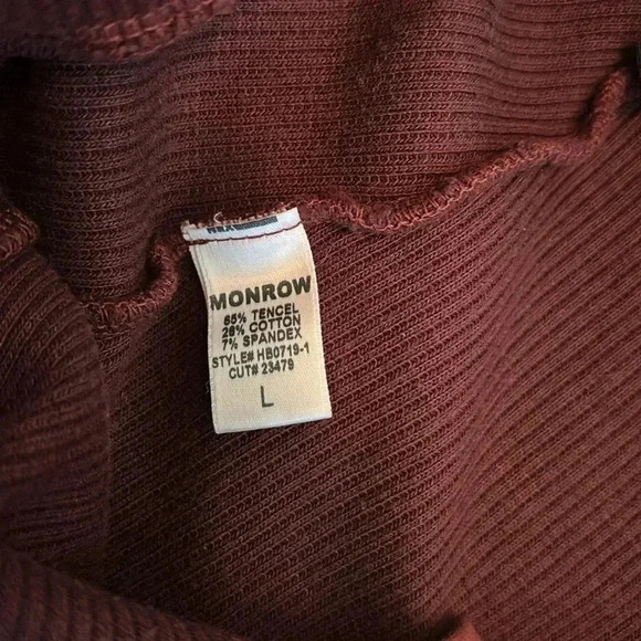 MONROW Brushed Rib Straight Sweat in Merlot - Picture 7 of 8